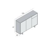 Credenza marrone e noce 134x35x87h cm 3 ante e 1 cassetto - Arius