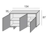 Credenza marrone e noce 134x35x87h cm 3 ante e 1 cassetto - Arius