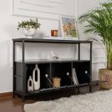 Credenza Marrone Frassinato Nero 2 Ripiani 3 Vani 120x30x77h cm, 3 Ante - Noda