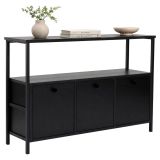 Credenza Marrone Frassinato Nero 2 Ripiani 3 Vani 120x30x77h cm, 3 Ante - Noda