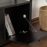 Credenza Marrone Frassinato Nero 2 Ripiani 3 Vani 120x30x77h cm, 3 Ante - Noda