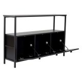 Credenza Marrone Frassinato Nero 2 Ripiani 3 Vani 120x30x77h cm, 3 Ante - Noda