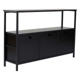 Credenza Marrone Frassinato Nero 2 Ripiani 3 Vani 120x30x77h cm, 3 Ante - Noda