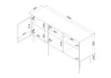 Credenza Marrone Nero 3 Ripiani Apertura Battente 150x40x75h cm, 3 Ante - Conzano