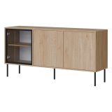 Credenza Marrone Nero 3 Ripiani Apertura Battente 150x40x75h cm, 3 Ante - Conzano