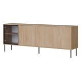 Credenza Marrone Nero 4 Ripiani Apertura Battente 200x40x75h cm, 4 Ante - Pizzo