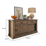 Credenza Marrone Noce 2 Ripiani 2 Cassetti 138x50x95h cm, 2 Ante - Lupara