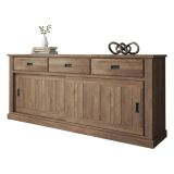 Credenza Marrone Noce 2 Ripiani 3 Cassetti 220x50x95h cm, 2 Ante - Malonno