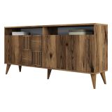 Credenza Marrone Noce 2 Ripiani 4 Ante 160x35x78h cm, 6 Vani - Thuile