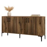 Credenza Marrone Noce 2 Ripiani 4 Ante 180x35x78h cm, 4 Vani - Pollein