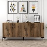 Credenza Marrone Noce 2 Ripiani 4 Ante 180x35x78h cm, 4 Vani - Pollein