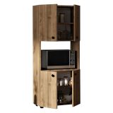 Credenza Marrone Noce 2 Ripiani 4 Ante 60x31x140h cm, 5 Vani - Sestu
