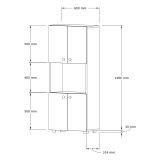 Credenza Marrone Noce 2 Ripiani 4 Ante 60x31x140h cm, 5 Vani - Sestu