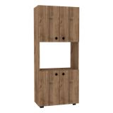 Credenza Marrone Noce 2 Ripiani 4 Ante 60x31x140h cm, 5 Vani - Sestu