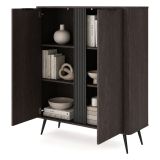 Credenza Marrone Noce 2 Ripiani Apertura Battente 113x38x134h cm, 2 Ante - Hazamale