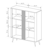 Credenza Marrone Noce 2 Ripiani Apertura Battente 113x38x134h cm, 2 Ante - Hazamale