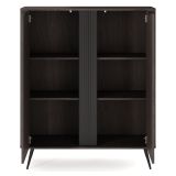 Credenza Marrone Noce 2 Ripiani Apertura Battente 113x38x134h cm, 2 Ante - Hazamale