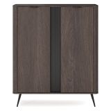 Credenza Marrone Noce 2 Ripiani Apertura Battente 113x38x134h cm, 2 Ante - Hazamale