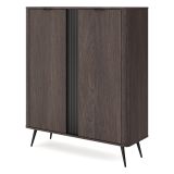 Credenza Marrone Noce 2 Ripiani Apertura Battente 113x38x134h cm, 2 Ante - Hazamale