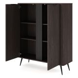 Credenza Marrone Noce 2 Ripiani Apertura Battente 113x38x134h cm, 2 Ante - Hazamale