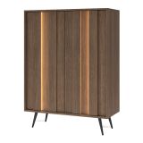 Credenza Marrone Noce 2 Ripiani Apertura Battente 94x40x126h cm, 2 Ante - Hafano