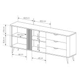 Credenza Marrone Noce 3 Cassetti 2 Ripiani 195x38x81h cm, Apertura Battente, Scorrevole - Kabatiti