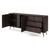Credenza Marrone Noce 3 Cassetti 2 Ripiani 195x38x81h cm, Apertura Battente, Scorrevole - Kabatiti