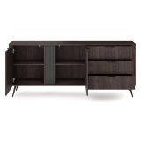 Credenza Marrone Noce 3 Cassetti 2 Ripiani 195x38x81h cm, Apertura Battente, Scorrevole - Kabatiti