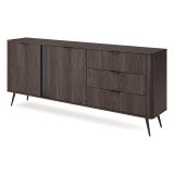 Credenza Marrone Noce 3 Cassetti 2 Ripiani 195x38x81h cm, Apertura Battente, Scorrevole - Kabatiti