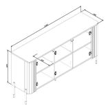 Credenza Marrone Noce 3 Ripiani Apertura Battente 150x40x80h cm, 3 Ante - Susegana