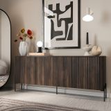 Credenza Marrone Noce 4 Ripiani Apertura Battente 190x40x80h cm, 4 Ante - Laion