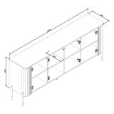 Credenza Marrone Noce 4 Ripiani Apertura Battente 190x40x80h cm, 4 Ante - Laion