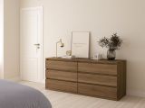 Credenza Marrone Noce 6 Cassetti Apertura Scorrevole 154x50x68h cm, Chiusura Scorrevole - Joyce