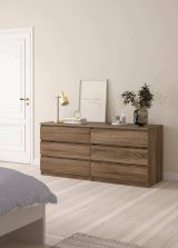 Credenza Marrone Noce 6 Cassetti Apertura Scorrevole 154x50x68h cm, Chiusura Scorrevole - Victoire