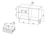 Credenza Marrone Noce Beige Cashmere un Ripiano 3 Cassetti 104x42x75h cm, Un'anta - Grad