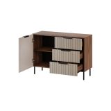Credenza Marrone Noce Beige Cashmere un Ripiano 3 Cassetti 104x42x75h cm, Un'anta - Grad