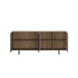Credenza Marrone Noce Beige Cassetti 3 Ripiani 200x40x87h cm, Apertura Battente - Malnate