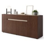 Credenza Marrone Noce Beige un Cassetto Apertura Battente, Scorrevole 170x40x85h cm, 4 Ante - Cirimido