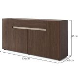 Credenza Marrone Noce Beige un Cassetto Apertura Battente, Scorrevole 170x40x85h cm, 4 Ante - Cirimido