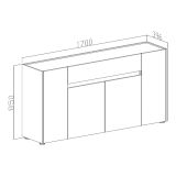 Credenza Marrone Noce Beige un Cassetto Apertura Battente, Scorrevole 170x40x85h cm, 4 Ante - Cirimido