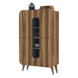 Credenza Marrone Noce blu 7 Ripiani 10 Vani 93x32x144h cm, 2 Ante - Paularo