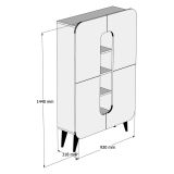 Credenza Marrone Noce blu 7 Ripiani 10 Vani 93x32x144h cm, 2 Ante - Paularo