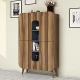 Credenza Marrone Noce blu 7 Ripiani 10 Vani 93x32x144h cm, 2 Ante - Paularo