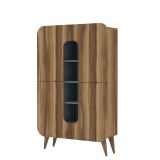 Credenza Marrone Noce blu 7 Ripiani 10 Vani 93x32x144h cm, 2 Ante - Paularo