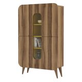 Credenza Marrone Noce Giallo 7 Ripiani 10 Vani 93x32x144h cm, 2 Ante - Paularo