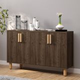 Credenza Marrone Noce Marrone Rovere 2 Ripiani 4 Ante 120x30x74h cm, 4 Vani - Venerina