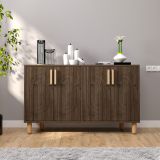 Credenza Marrone Noce Marrone Rovere 2 Ripiani 4 Ante 120x30x74h cm, 4 Vani - Venerina