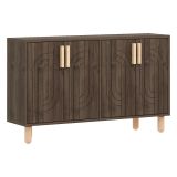 Credenza Marrone Noce Marrone Rovere 2 Ripiani 4 Ante 120x30x74h cm, 4 Vani - Venerina