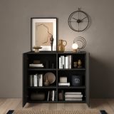 Credenza Marrone Noce Marrone Rovere 4 Ripiani 6 Vani 121x44x114h cm, 2 Ante - Giarole