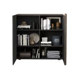 Credenza Marrone Noce Marrone Rovere 4 Ripiani 6 Vani 121x44x114h cm, 2 Ante - Giarole